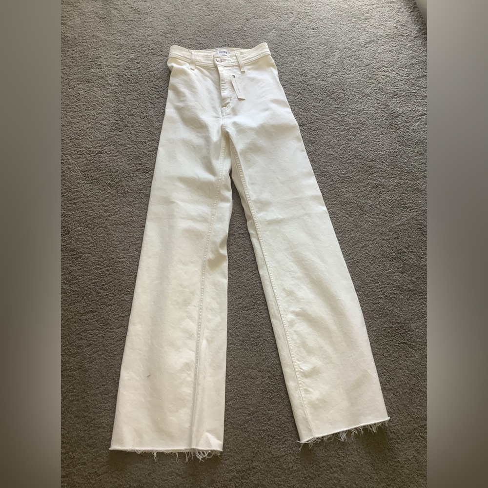 Pistola Cream Flare Wide-Leg Jean, Size 24. NWT
